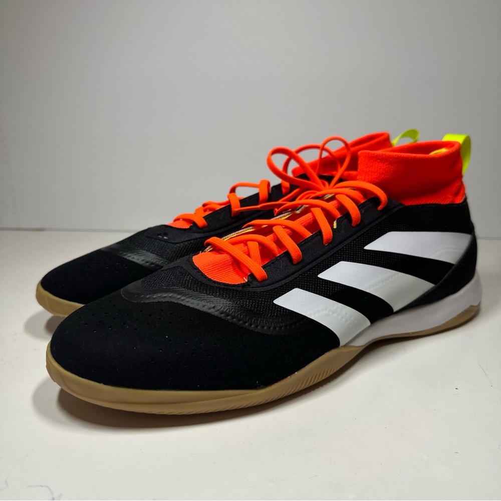 Adidas Men's Black and White Athletic Shoes with Orange Accents